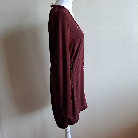 New VDP Women's Italian Brown Tunic Long Sleeves Baggy Dress Size 42 / S - Picture 6 of 14